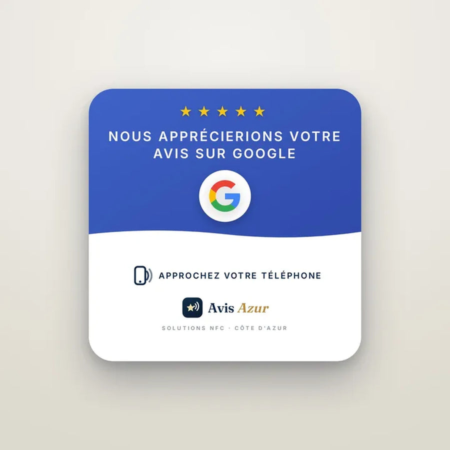 Plaque NFC — Avis Azur, Côte d'Azur